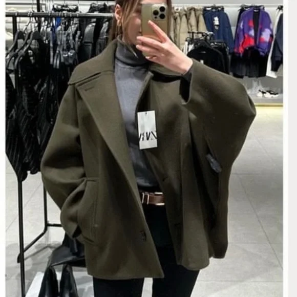 Zara Wool Blend Short Coat - Picture 8 of 16